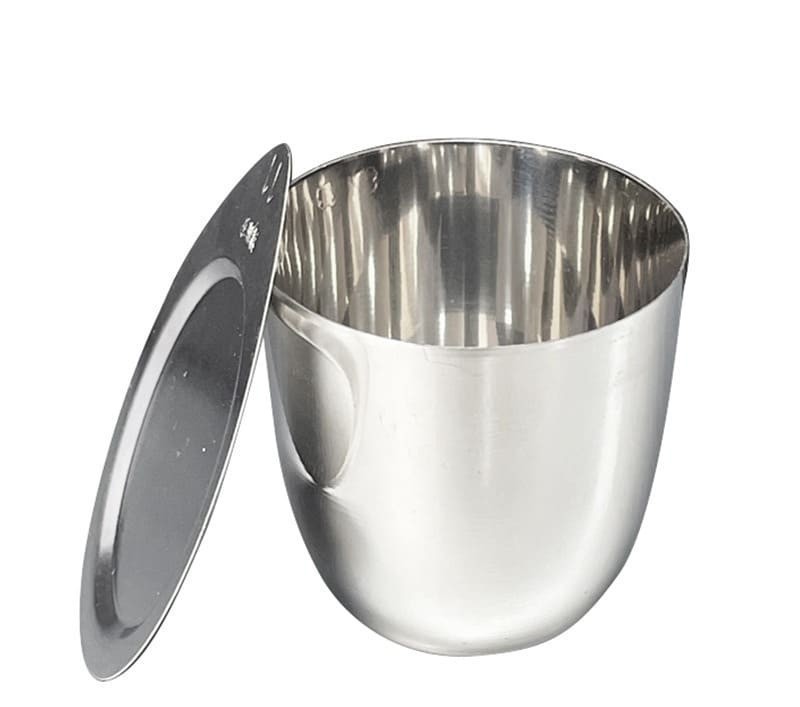 Platinum Iridium PtRh5, PtRh10 crucible in standard sizes 10 ml, 25 ml, and 100 ml