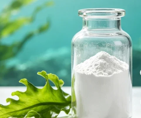 Plant-based chondroitin from marine algae white powde. 100% vegan animal-free chondroitin alternative for joint health and skincare