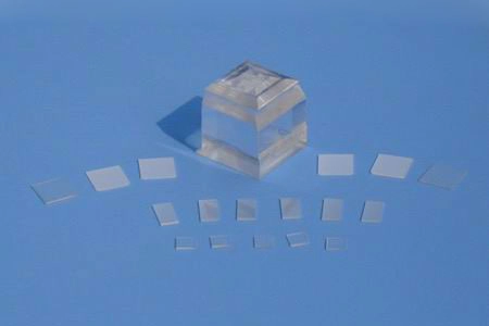 High-purity Potassium Tantalate (KTaO3) single crystal substrate for superconducting thin film deposition.