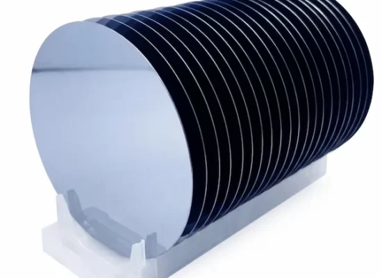 Polished single-crystal silicon wafer with CZ and FZ growth in 100, 111, and 110 crystal orientations.