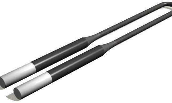 U-shaped MoSi2 heating elements installed in ceramic sintering furnace — operating at 1650°C in air with self-healing SiO2 protection